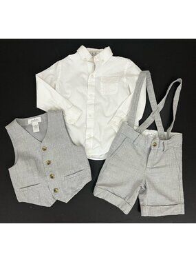 Janie & Jack Special Occasion Boys 3 Little Gent Linen Vest Shorts Cotton Shirt